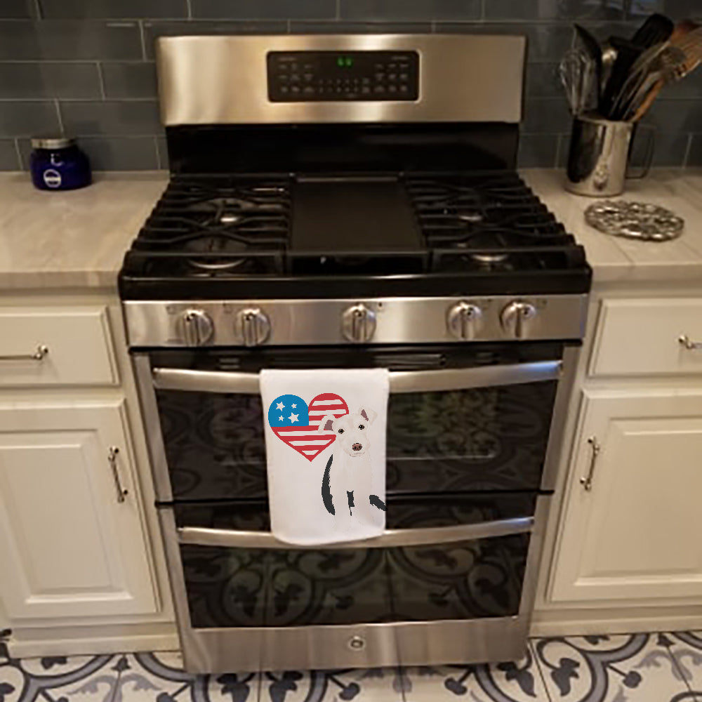 Schnauzer Parti Patriotic White Kitchen Towel Set of 2