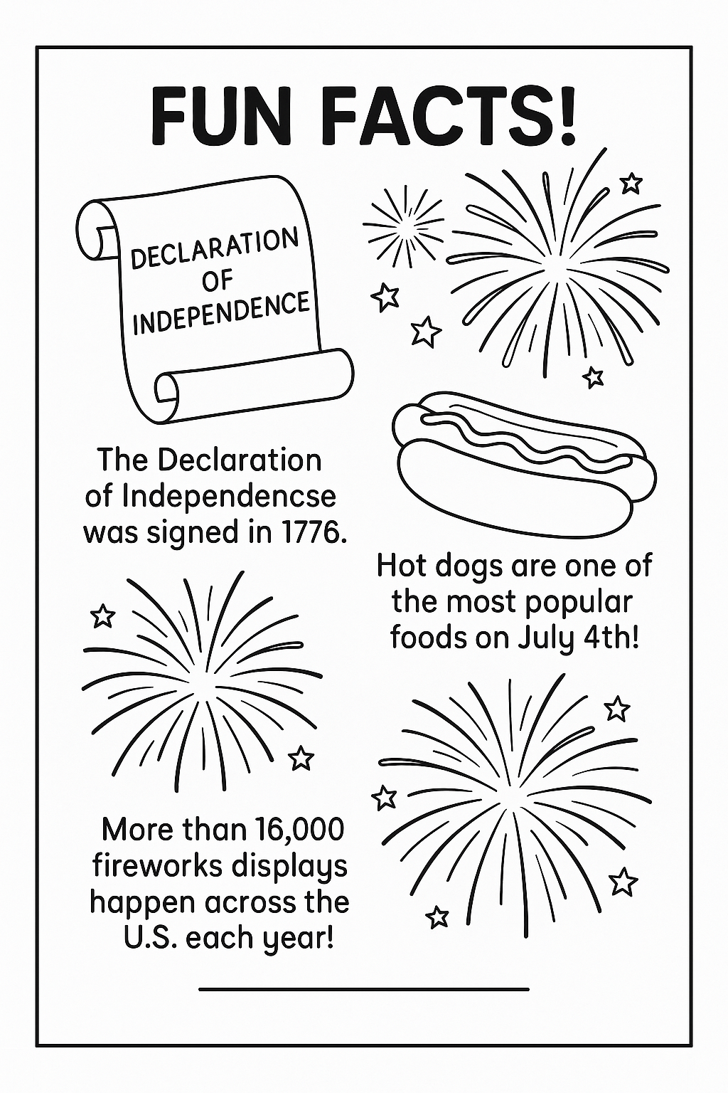 July 4th Educational Coloring & Activity Book for Kids