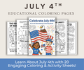 July 4th Educational Coloring & Activity Book for Kids
